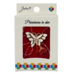 Martisor Brosa Mica in Cutie, Jolie, Dimensiune Brosa 2.5-3cm, Material Metal, Model Fluturi, Cutie Alba