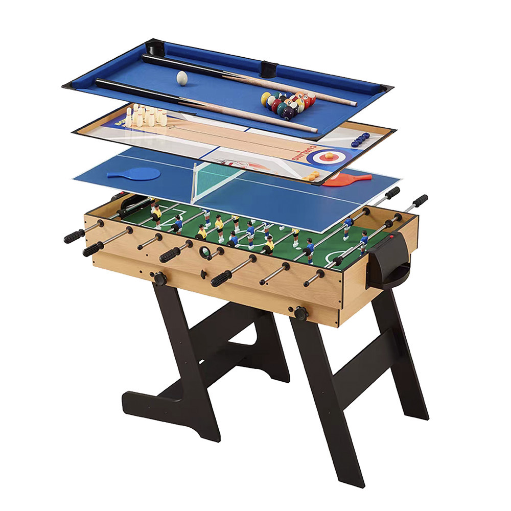Leziter Masă de joc 4 în 1 pentru foosball, ping-pong, biliard și curling bowling Embo Masă de joc 4 în 1 pentru foosball, ping-pong, biliard și curling bowling - imagine 1