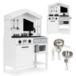 Homelux Bucătărie pentru copii din lemn, cuptor, arzătoare cu microunde, accesorii